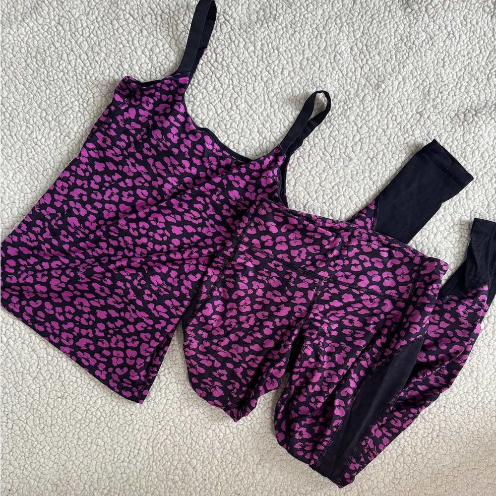 lululemon hot pink leopard print set